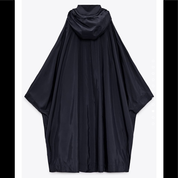 ZARA LIMITED EDITION HOODED PONCHO NAVY BLUE - Picture 4 of 5